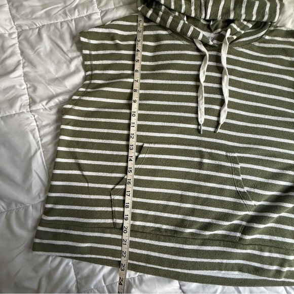 Cleo Olive and White Striped Hoodie - Picture 7 of 7